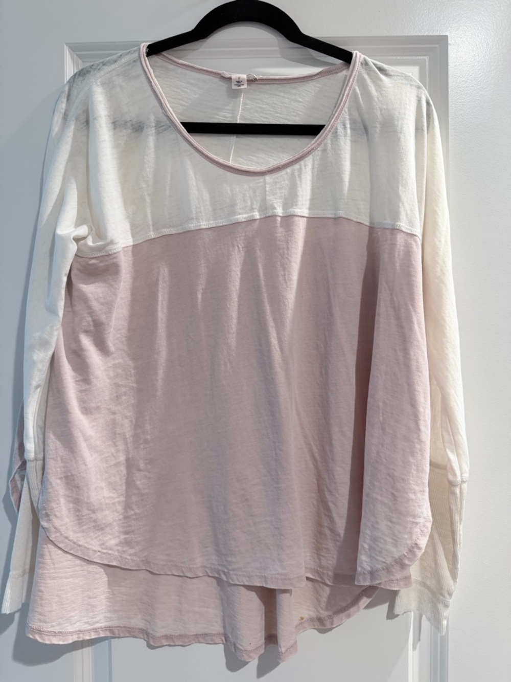 Melrose and Market Pink and White Colorblock Long Sleeve Top